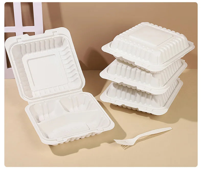 Wholesale Disposable Cornstarch Food Box Environmentally Degradable Square Cornstarch Containerproducts For Light Lunch Box