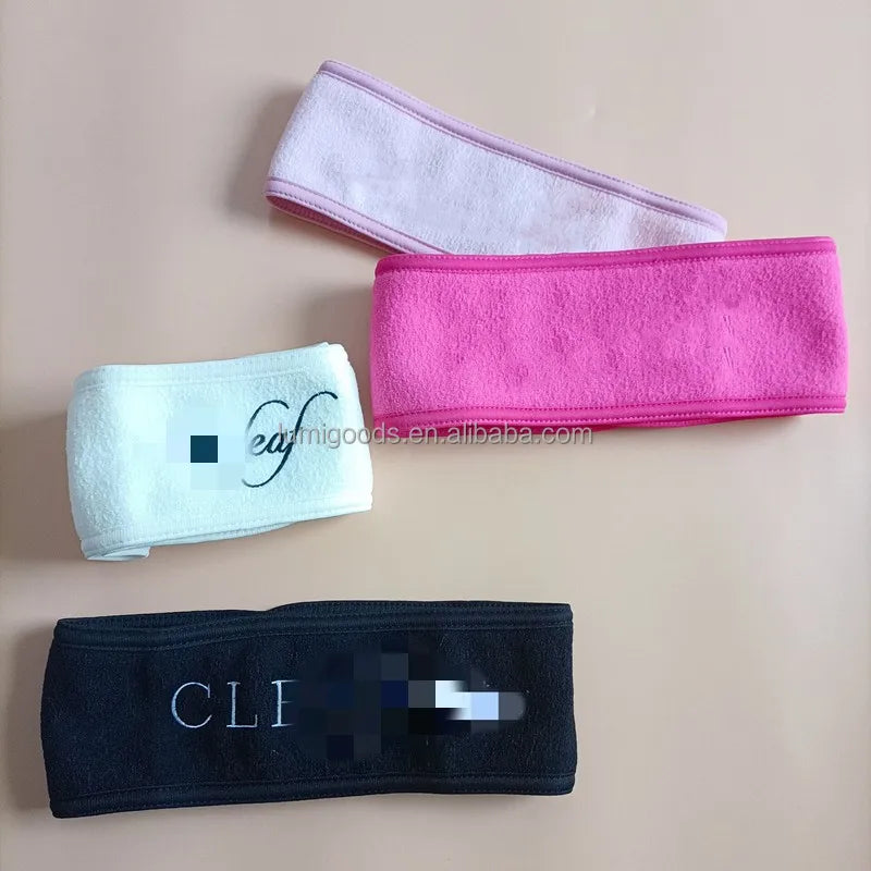 LUMI PS-001 Custom Logo White 60x8.5cm Makeup Spa Facial Headband Washable Stretch Towel Ant Cloth
