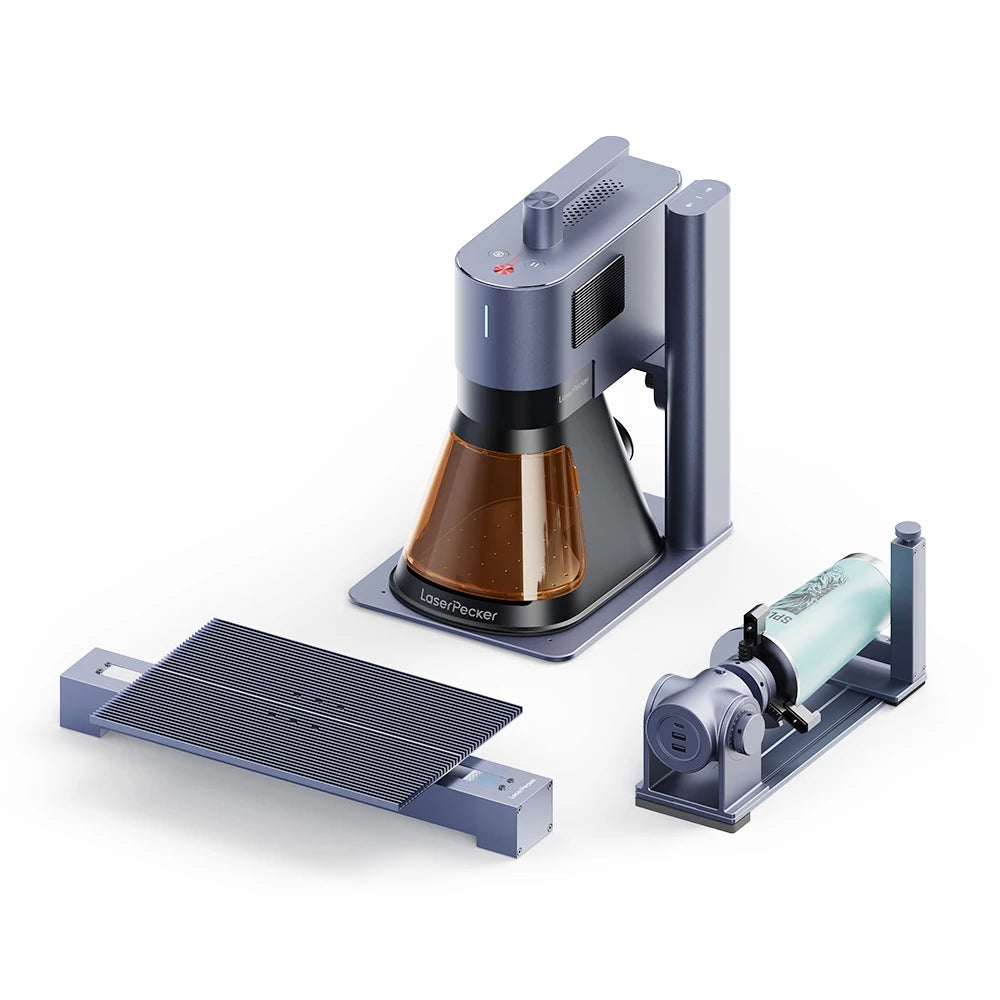 LaserPecker LP5 Deluxe With Rotary Slider Dual 20w Fiber Diode Laser Engraving Machine for Metal Jewelry Wood Stone DIY