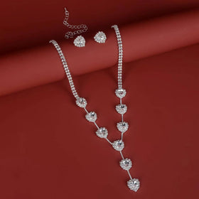 Top Quality Simple Style Crystal Heart Middle East Jewelry Set Wedding Accessories Elegant Necklace Earrings Bridal Jewelry Set