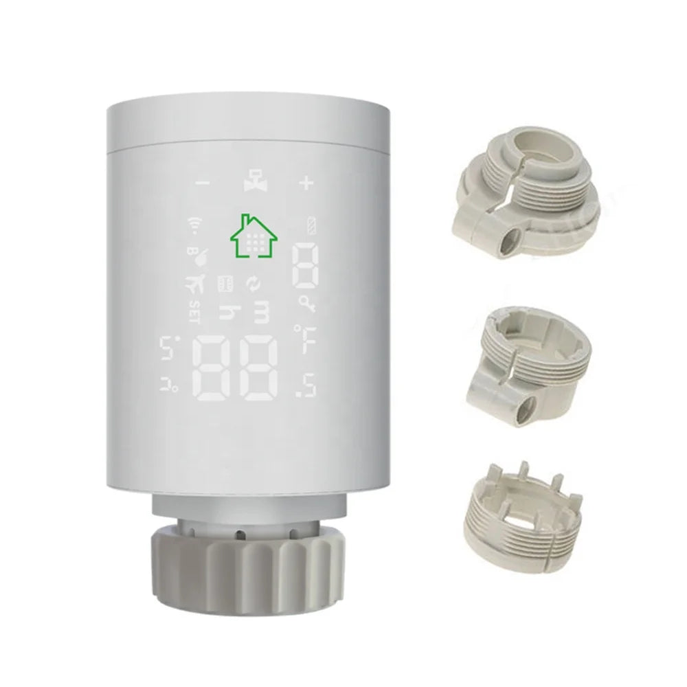 Tuya WiFi Electronic Programmable Thermostatic Valve Head Modern Design for Radiator Zigbee Home and Hotel Heating Thermostat
