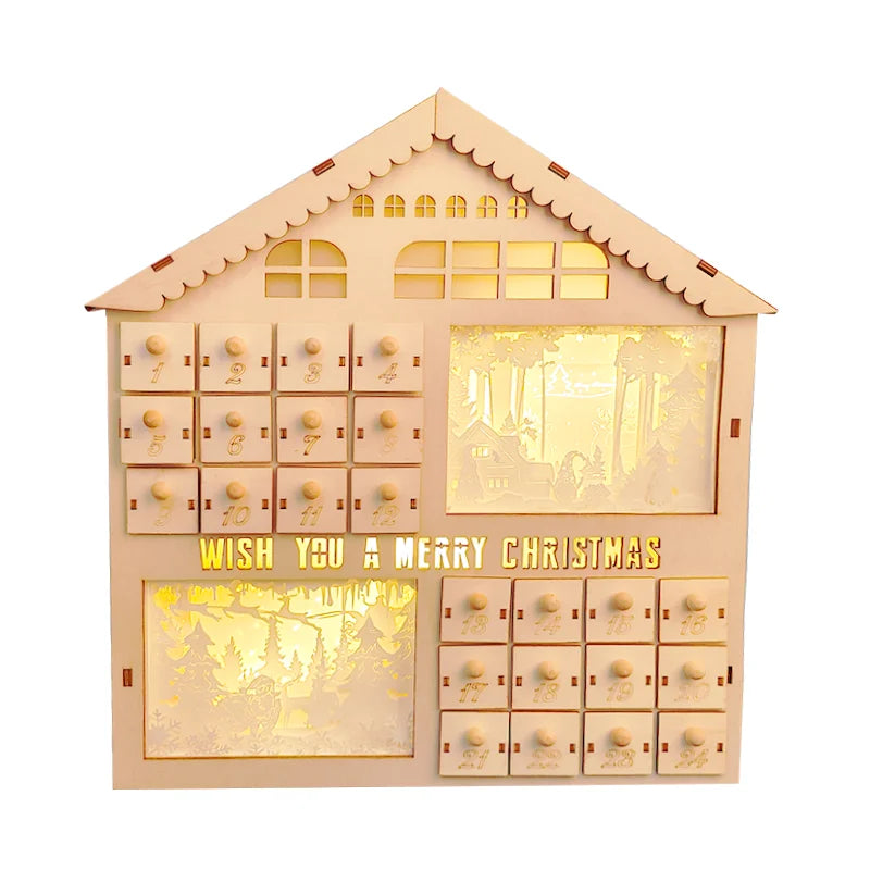 Custom Low Moq Wooden Advent Calendar Box With 24 Drawers