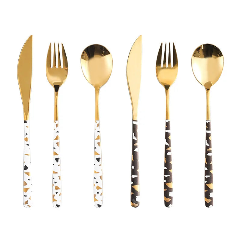 Creative Pattern Handle Knife and Fork Spoon Cutlery Set 3 PCS Stainless Steel Flatware Cutlery Set
