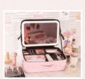 New Style Waterproof Strap Compartment Portable Makeup Travel Bag Makeup Bag with Led Light and Mirror