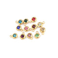 Stainless Steel Crystal Pendant 12 Birthstone Charm Round Rhinestones Charms