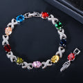Classic Silver Plated Multi Color Zircon Stone Style Austrian Charm Bracelet for Wedding Bridesmaid CZ Crystal Women Jewelry