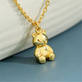 SP Korean Cute Fashion Mini Bear Pendant Necklace Jewelry Gold Plated Sterling Silver Chains Link Chain Necklaces Rhodium Plated