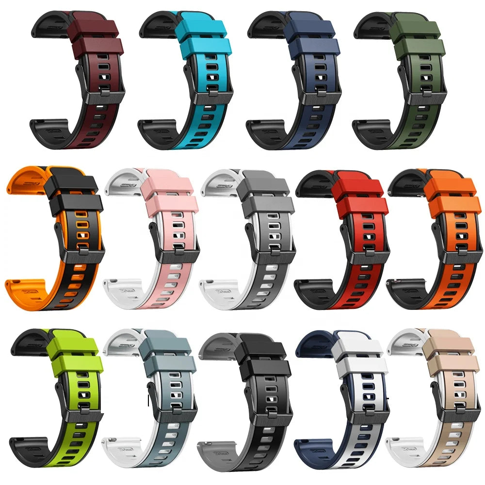 20mm Factory Price Silicone Band for Garmin Forerunner 645 Double Color Smart Replacement Strap for Samsung Active 2
