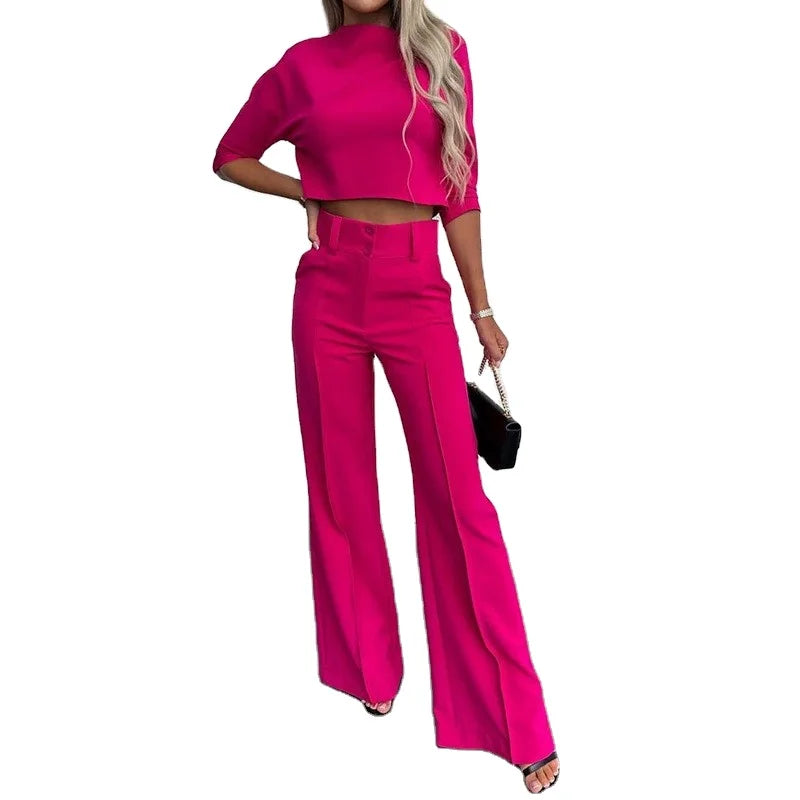 Summer Two Piece Set Contrast Patchwork Womens Tracksuit Halter Crop Top and Pants Set Trending Outfits for Women 2024