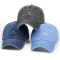 Wholesale Personalized Unisex Sporty Hip Hop Oxford Sports Custom Embroidery Wave Logo OEM Washed Cotton Soft Adjustable