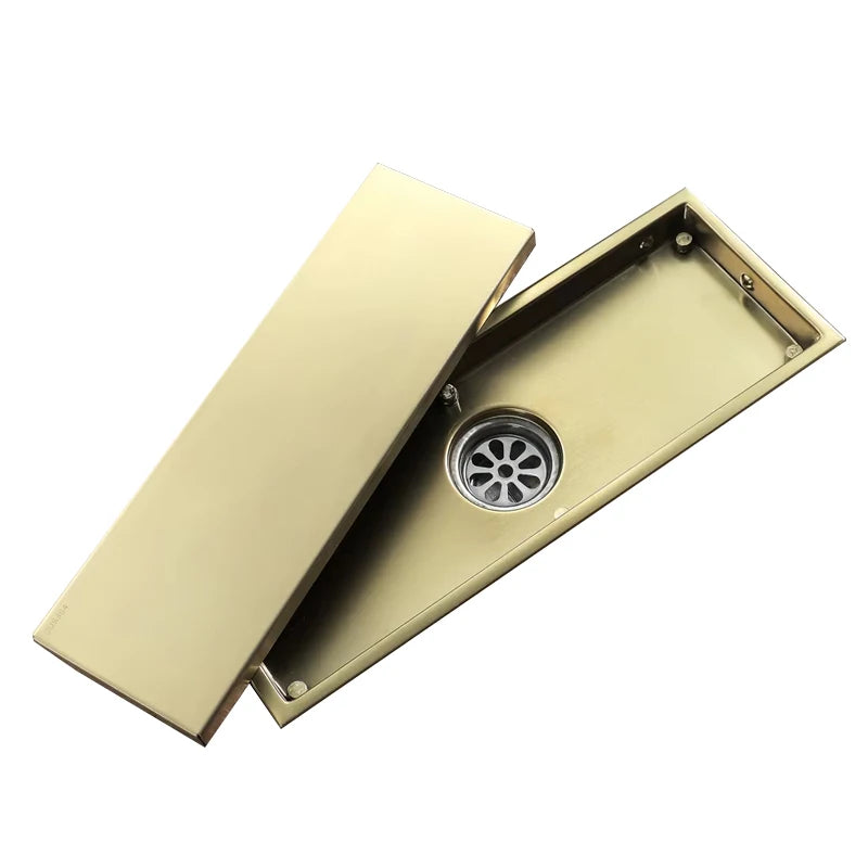 Stainless Steel Polished Gold Hidden Floor Drain Strainer Insert Square Waste Grates Bathroom Shower Drain Modern Design Easy