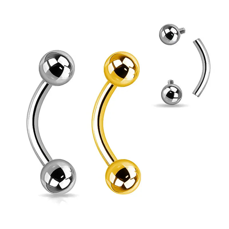 Hot Sales Internal Thread Curved Barbell With Balls Piercing Titanium Body Eyebrow Nail Simple Jewelry
