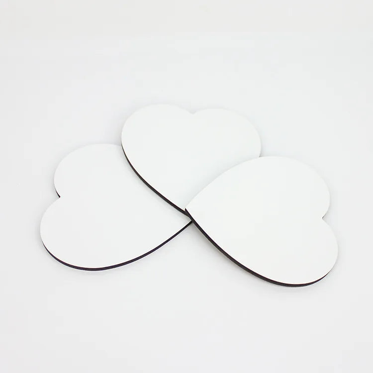 RubySub Heart Shape MDF Coasters Sublimation Coasters with Cork Back