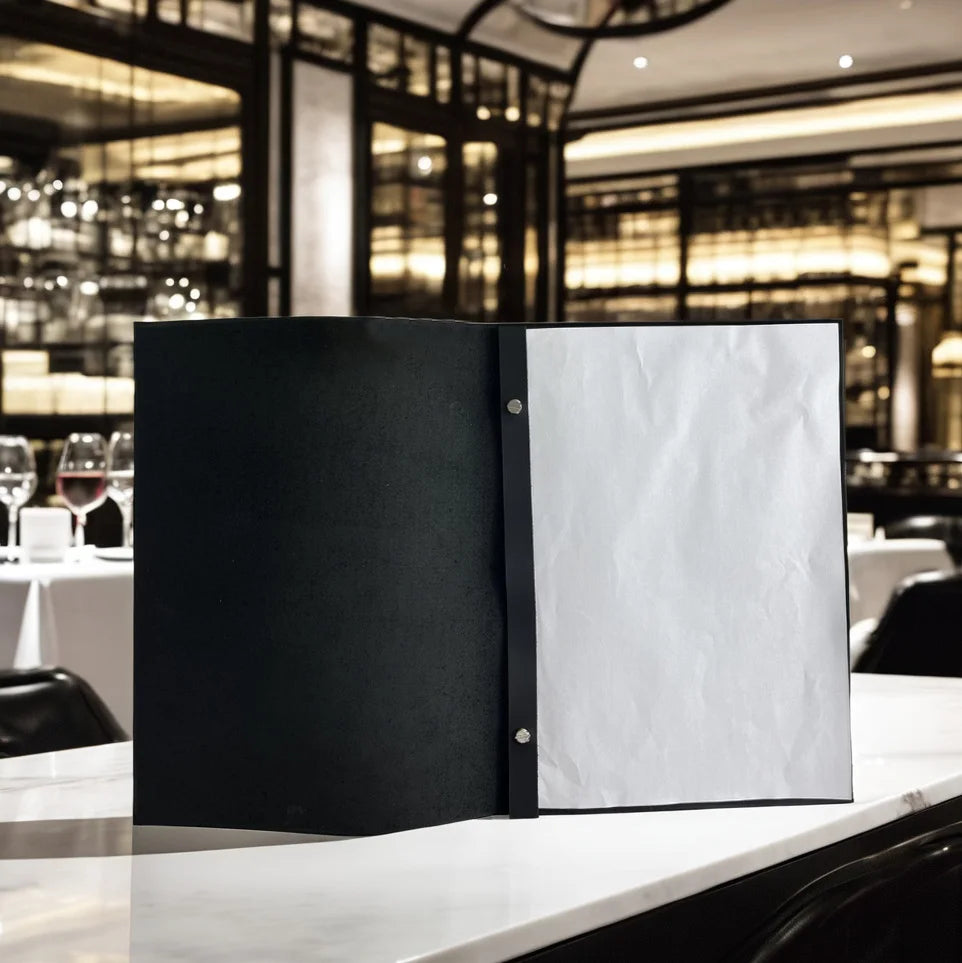 Quick Shipping A5 Faux Leather Menu Cover with Logo Soft Screw Post Binding Menu Folder Book Custom Folio Restaurant Menu Holder