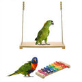2-Piece Durable Large Wooden Bird Swing & Climbing Stand for Parrots and Chickens Outdoor Small Animal Pet Swing