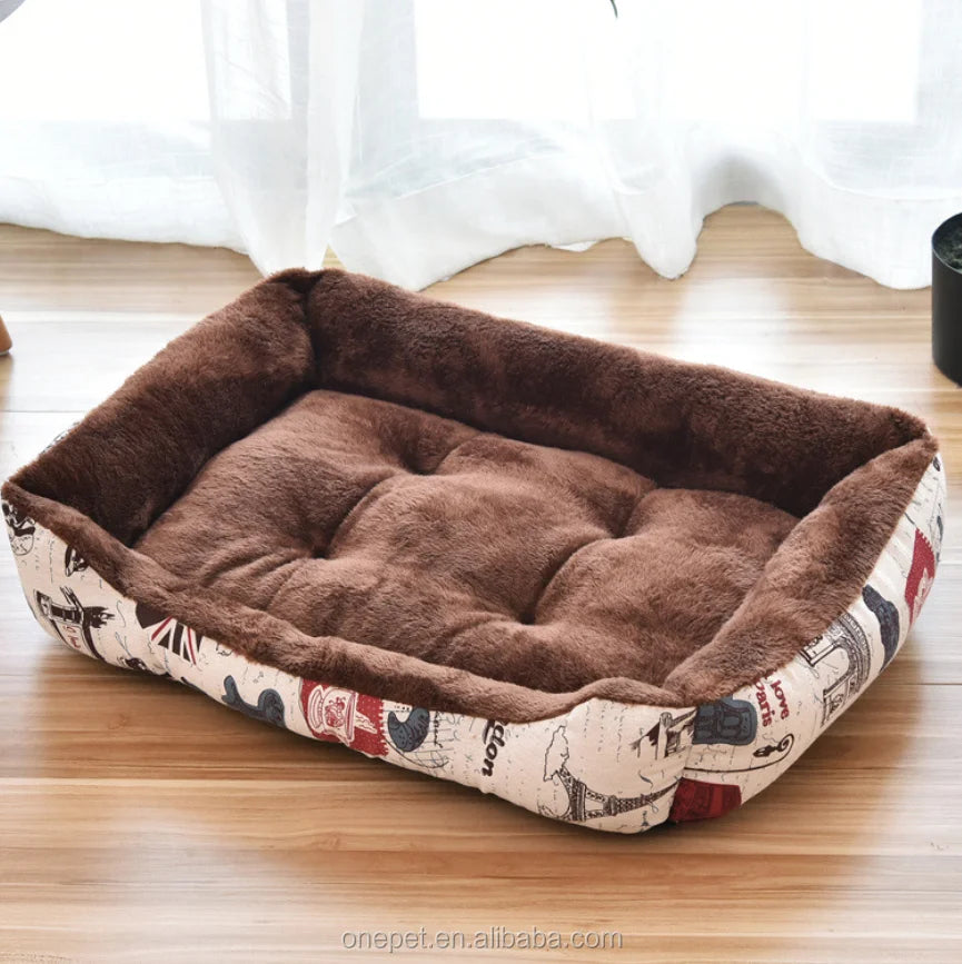 Modern Design Washable Pet Sofa Bed Cozy Rectangle Dog Cushion Animal Removable Small Plush Cloth Mesh Pet Cage Fashion