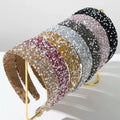 Women's White Bridal Wide Headband Black Padded Rhinestones Beading Fabric Hair Accessories Hair Hoop Band Pearl Beaded Hairband
