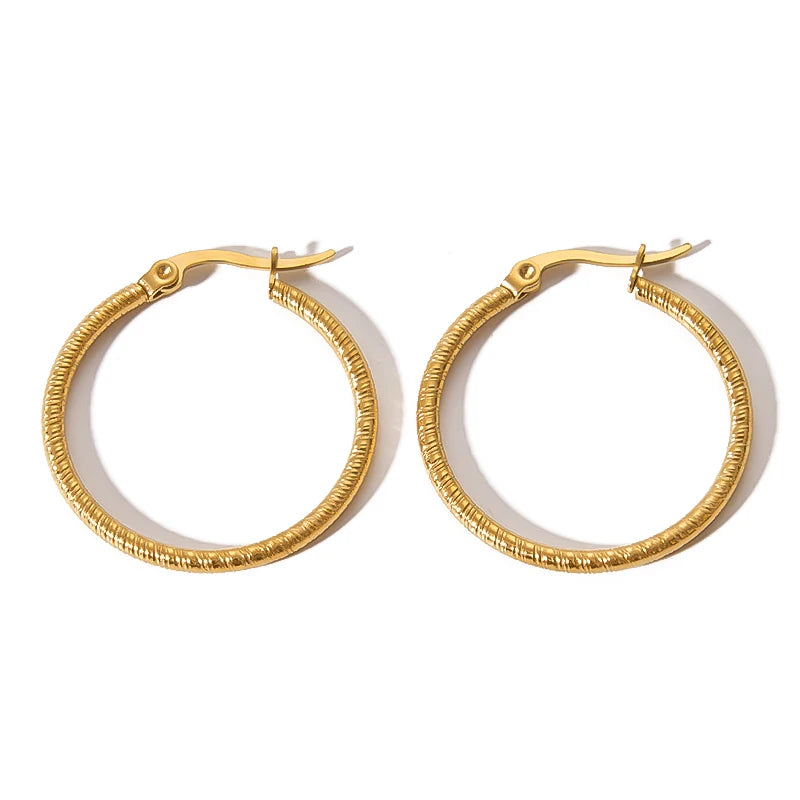 Exaggerated Design 18K SS Real Gold Vacuum Plated Big Circle Hoop Earrings Non Tarnish for Girls