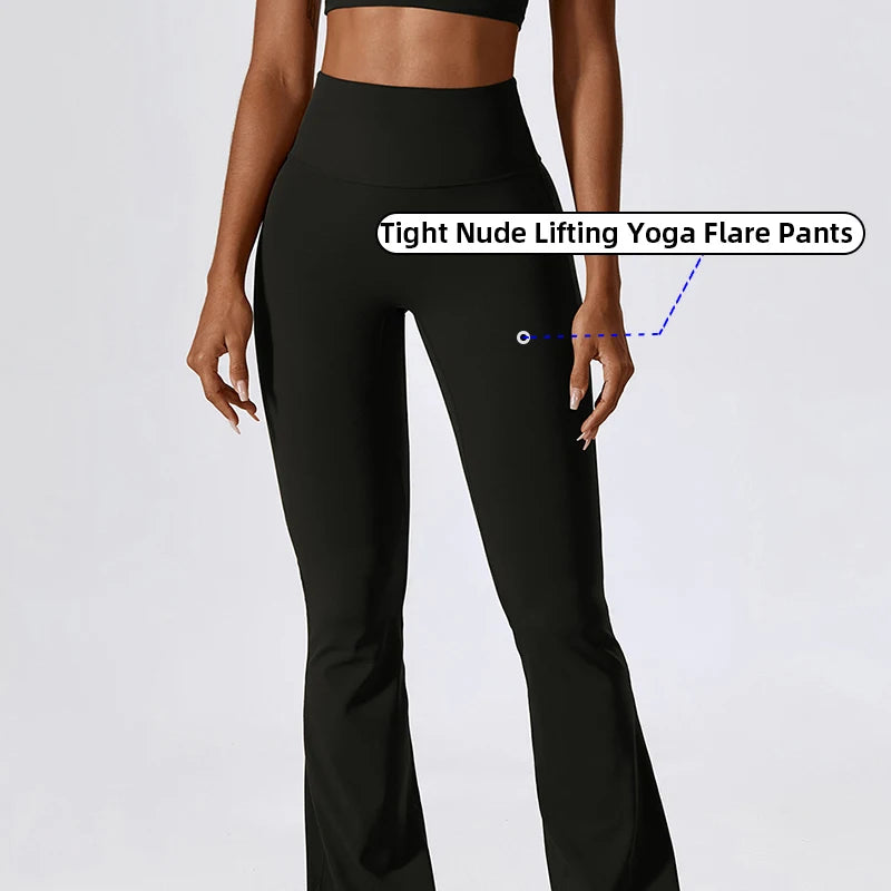 JY Custom Label Dance Active Wear Gym Wear Women Comfortable Back Leggings Scrunch Flare High Waist Flare Yoga Pants for Woman
