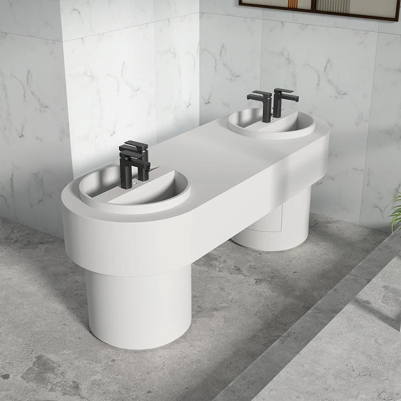 Customized Modern Solid Surface Stone Wall-Hung Vanity Above-Sink Towel Basin Drainer for Hotels Washbasin Modern for Hotel