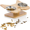 Pet Dog Bowl Adjustable Elevated Stand Bowls Neck Care Rack for Dog Cat Food and Water Wood Bowls Stand