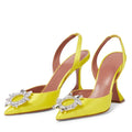 Luxuriant High Heel Heels Slides Pointed Toe Slingback Black Pumps Heeled Sandals Shoes for Women