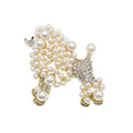 Custom Cute Pearl Rhinestone Poodle Dog Animal Brooch Pins for Women Gift