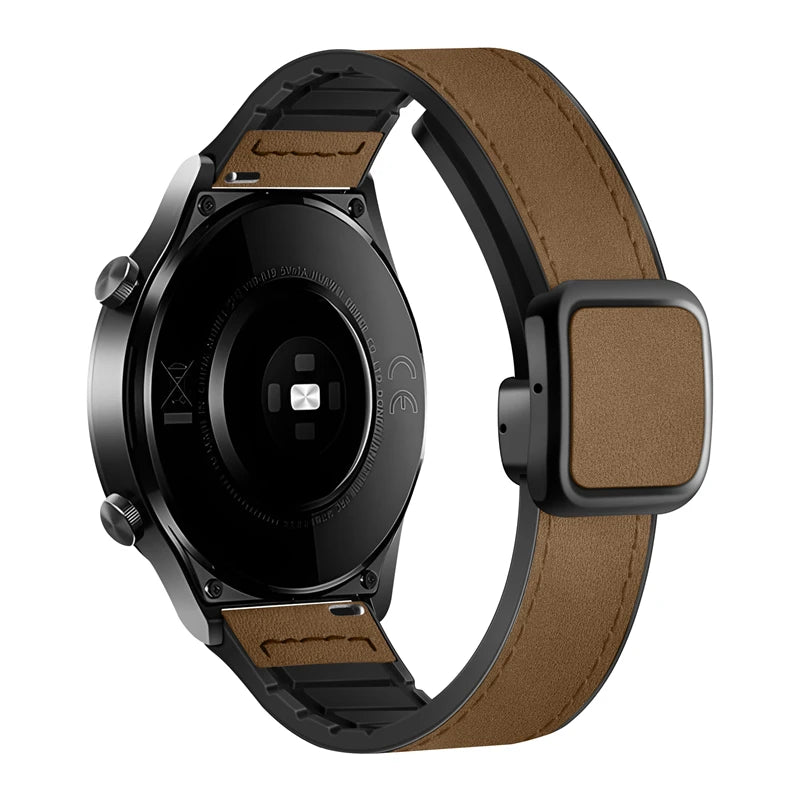 20mm 22mm Magnetic Buckle Watchband Smartwatch Wristband Leather Silicon Strap for Samsung Galaxy Watch Band for Huawei