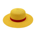 Yellow Straw Hat for Woman Custom Logo Summer Hat Wide Brim With Red Ribbon Stylish Sun Hat for Beach UV Protection
