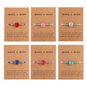 Trendy Macrame Braided Heart Charm Bracelet Love Valentine Gift Beaded Friendship Bracelet with Wish Card