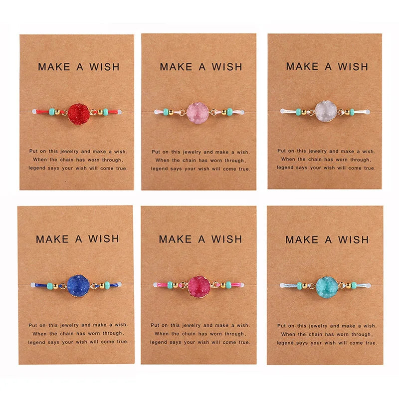 Trendy Macrame Braided Heart Charm Bracelet Love Valentine Gift Beaded Friendship Bracelet with Wish Card