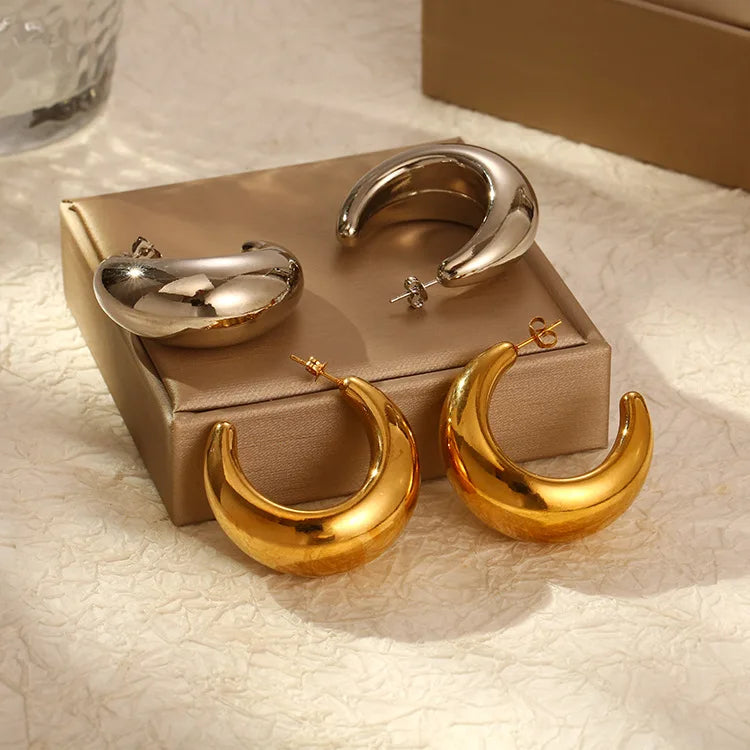 18K Gold and 316 Stainless Steel Mixed Metal Chandelier Earrings Fashion Jewelry