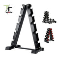 TTSPORTS A-Frame 5/6 Tier Solid Steel Dumbbell Rack Stand with Powder Coat Commercial Use Black Fitness Equipment