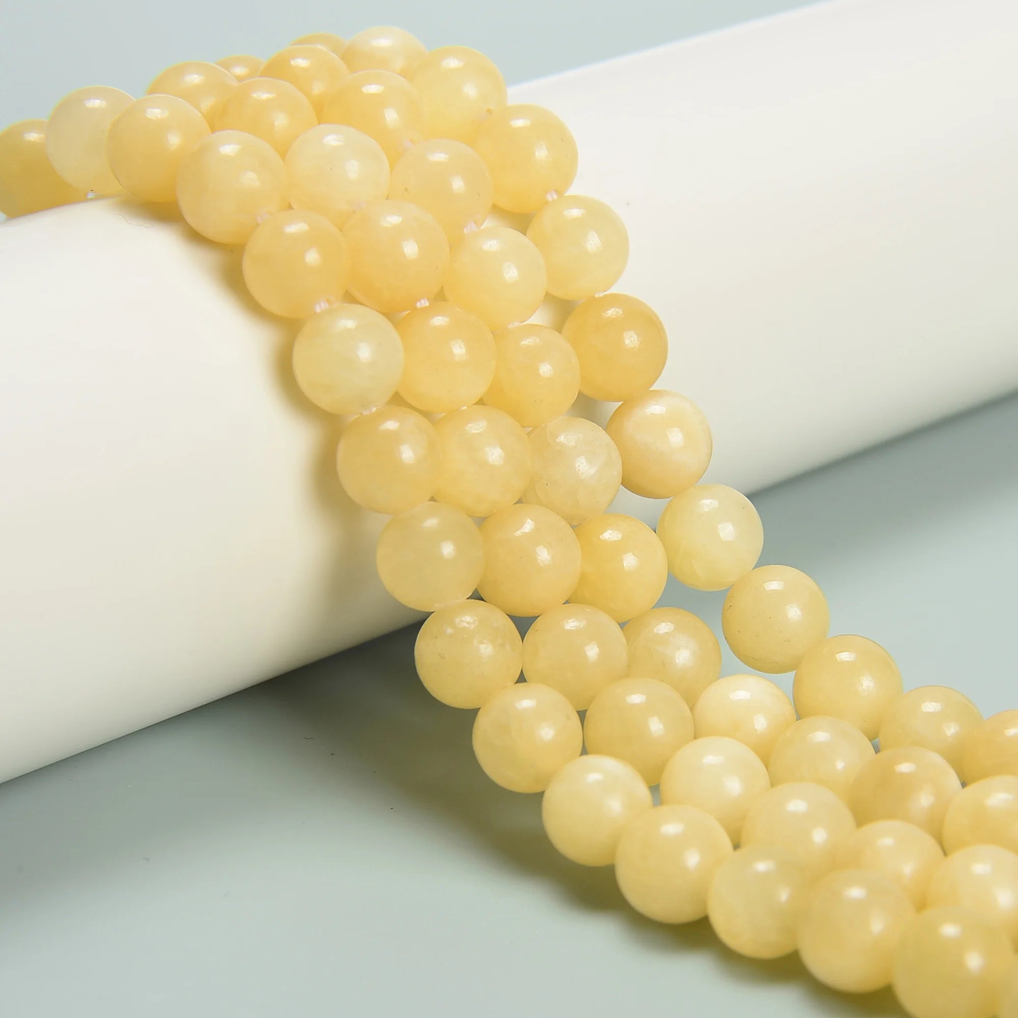 Loose Natural Yellow Jade Multi-color Tourmaline Quartz Crystal Angelite Smooth Round Beads for Jewelry Making 6mm 8mm 10mm 12mm
