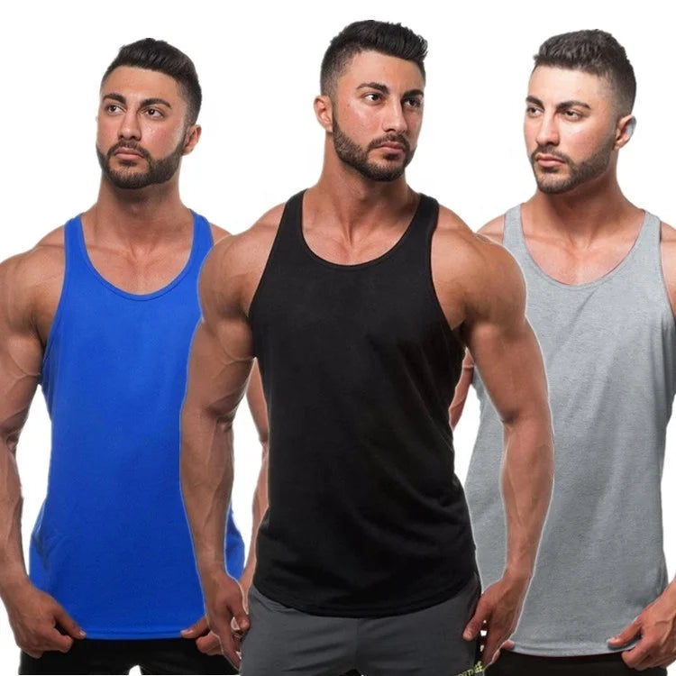 Wholesale logo Custom Cotton Sports Men's Workout Gym Fitness Training Running Men Undershirt tank Top Vest Singlet tank Tops