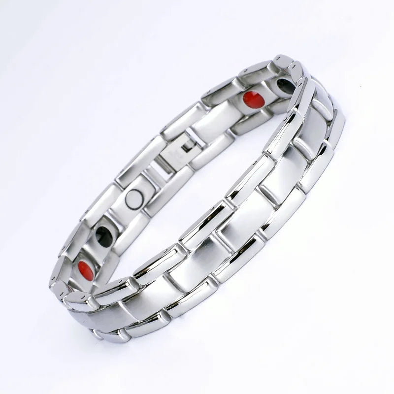 Men's Energy Bracelet with Strong Magnetic Clasp Fashionable Gold Black Metal Mixed JEWELLERY Stylish Bangle