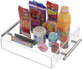 16"x12" Clear Acrylic Serving Tray Silver Metal Handles for Coffee Table Living Room Bathroom Vanity Perfume Cosmetic Storage
