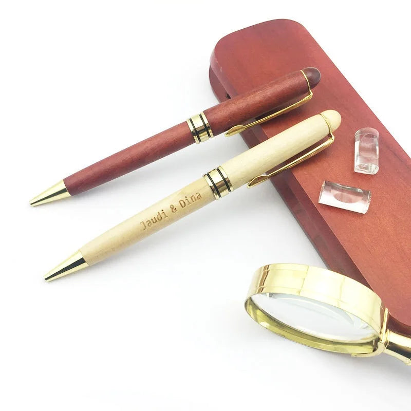 LP Customized Logo Eco-Friendly Maple Wood Rotating Ballpoint Pen Mahogany Office Gift Wooden Bamboo Stylus Pen