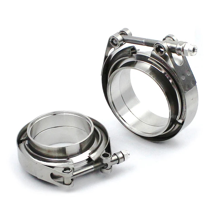 Automotive Exhaust Band Clamp Connection 2.0 in Polished v Band Clamp with Flange Set Laser Mark Stainless v Band Clamp