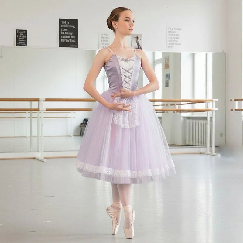 Professional Ballet Romantic Tutu Long Skirt Black Red Spain Dress Adult Children's Ballet Performance Dress