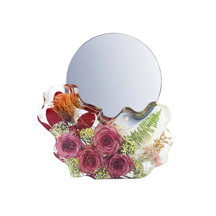 YS Irregular Mirror Mold With Lens Resin Silicone Vanity Mirror Making DIY Decoration Mould Room Bedside Bathroom Plaster Tools