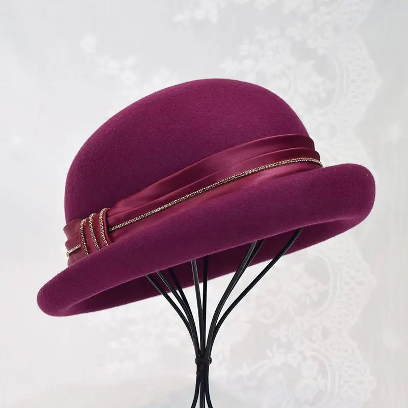 Custom Drill Chain Church Beret Hat for Women High End New 100% Wool Felt Hat