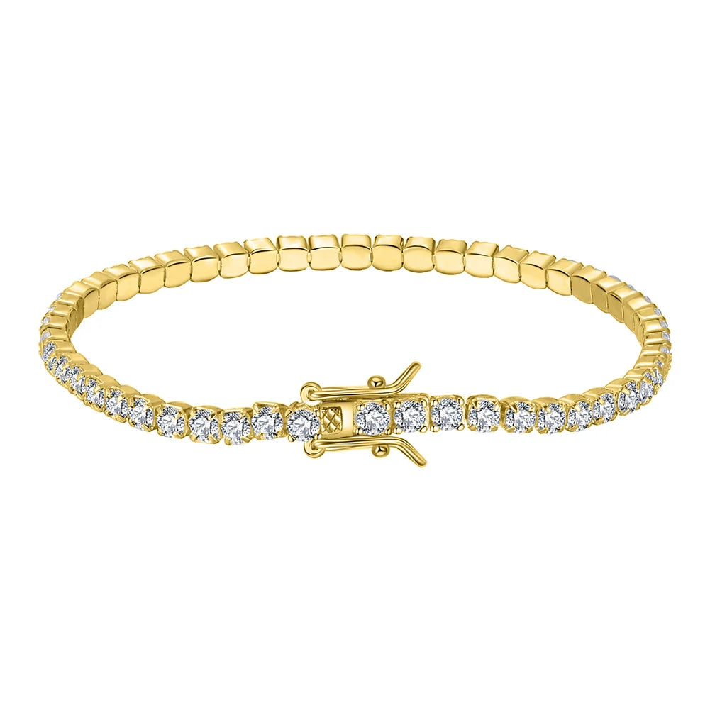 RINNTIN SB94 Hiphop Jewelry 925 Sterling Silver 3mm Cubic ZirconTennis Bracelets