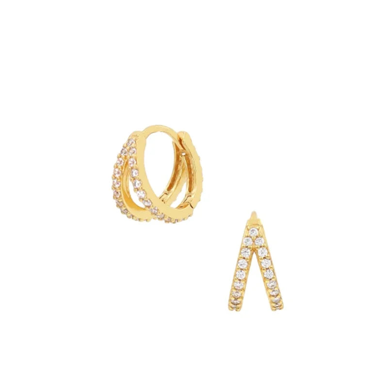 2022 New Dainty 2 Rows 925 Sterling Silver  Earring 2022 Fashion Jewelry Wholesale