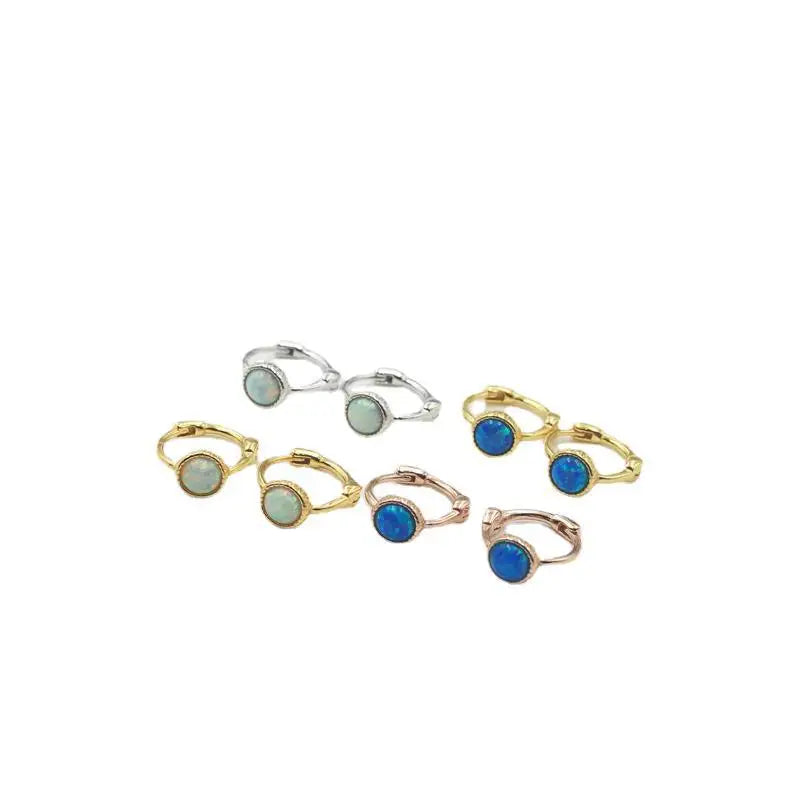 925 Sterling Silver Colorful Opal round Hoop Earrings for Women and Girls' Party Wear
