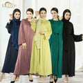 Loriya 2023 Latest Design Turkey Satin Open Abaya Islamic Clothing Modest Abaya Muslim Women Dress With Buttons