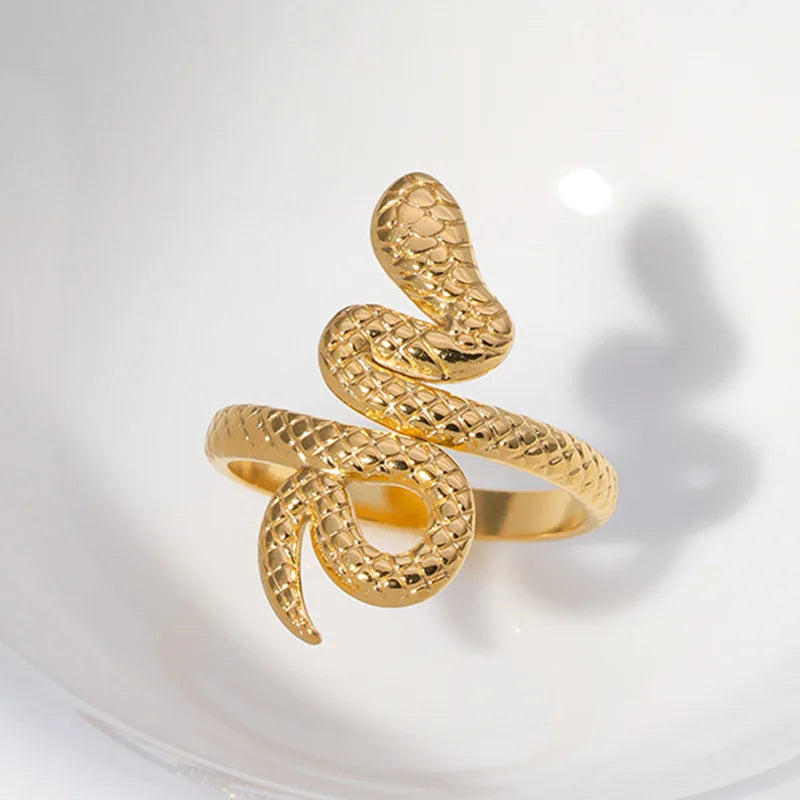 BM Women's Jewelry Wholesale Eco-friendly Snake Shape Gold Silver Stainless Steel Rings