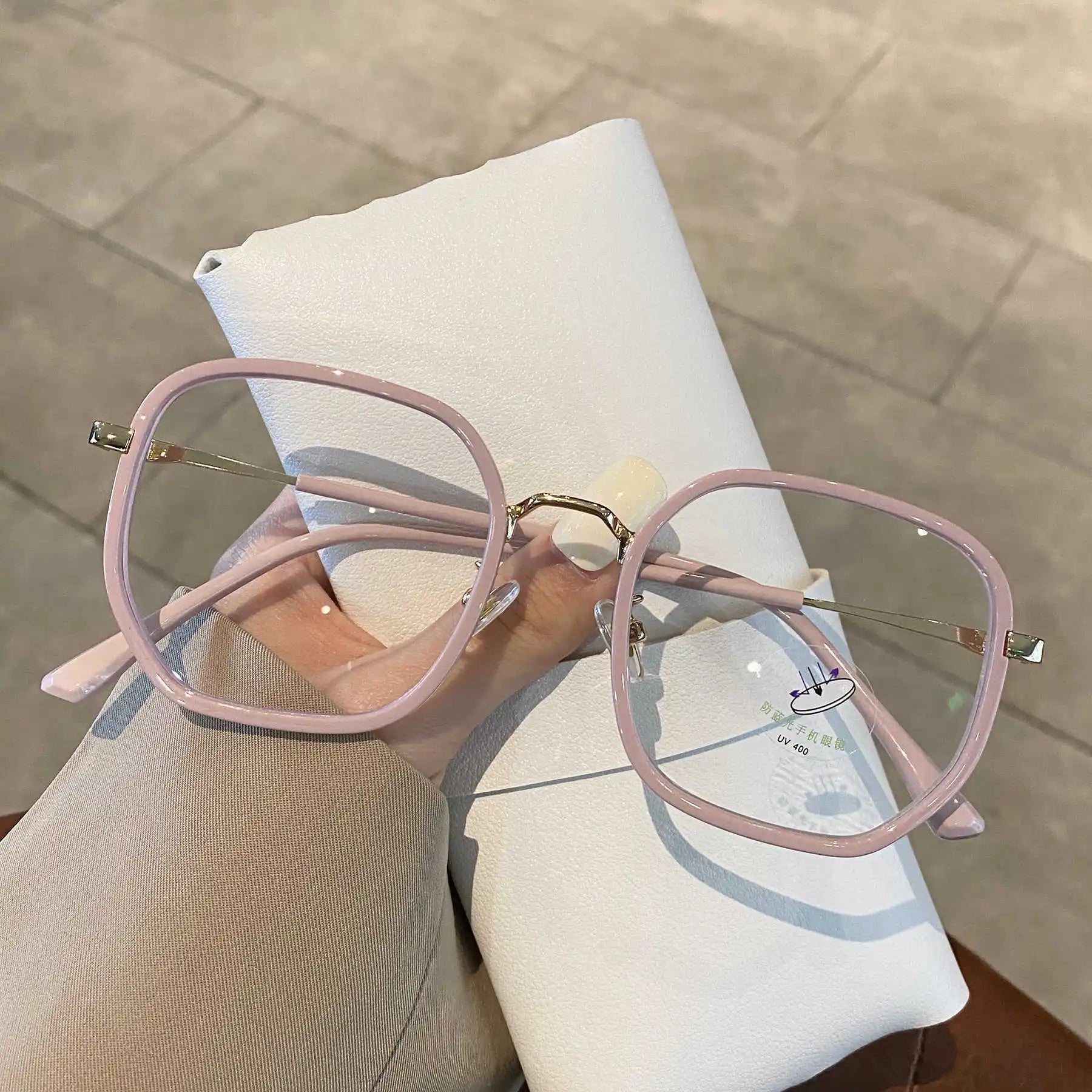 TR90 Metal Frame Men and Women Flat Lenses Optical Student Glasses Clear Lens Square Blue Light Blocking Polygon Eyeglasses