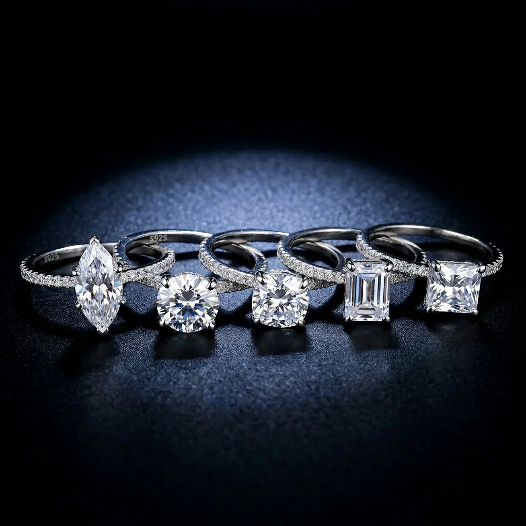 Luxury Romantic Wedding Eternity Band Ring S925 Sterling Silver High Carbon Ice Flower Cut Micro Insert CZ Zircon  Women Ring