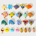 Latest DIY Jewelry Accessories Colorful Butterfly Fish Star Fruit Hand Painted Marine Life Stainless Fashion Pendants Charms